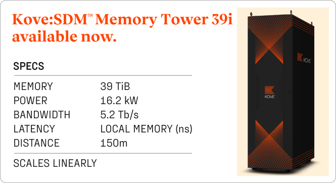 Kove:SDM™ Memory Tower 39i  available now.